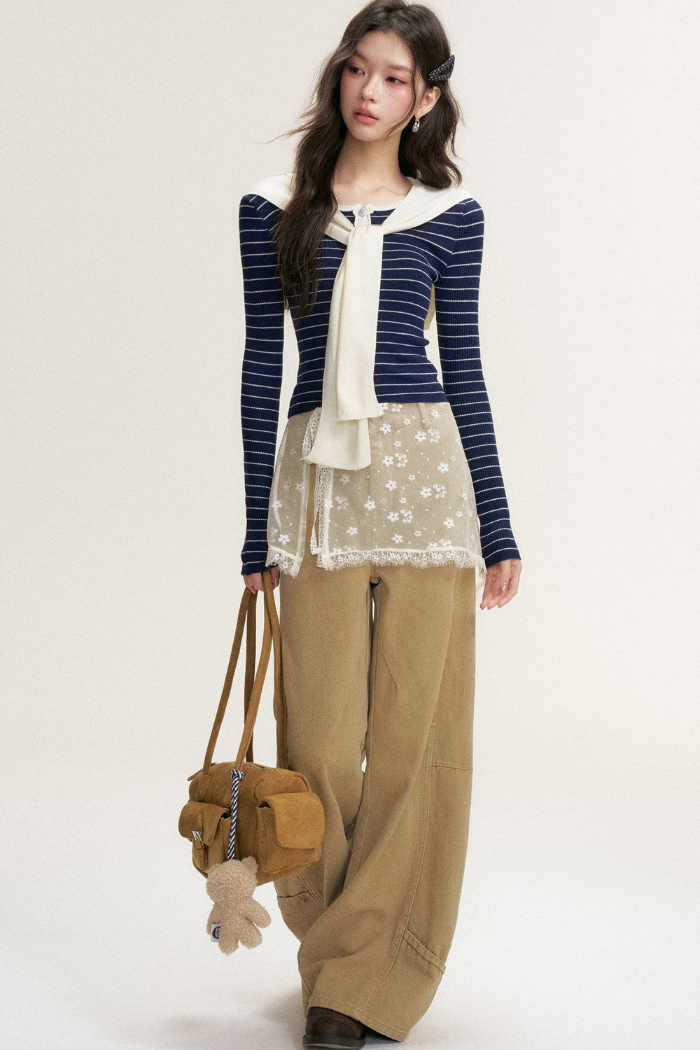 Color-Blocked Fake Two-Piece Knit Set-Up
