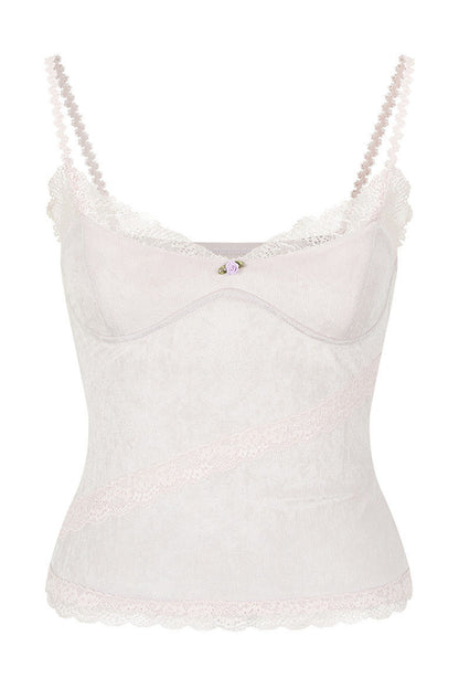 Lace Patchwork Velvet Camisole