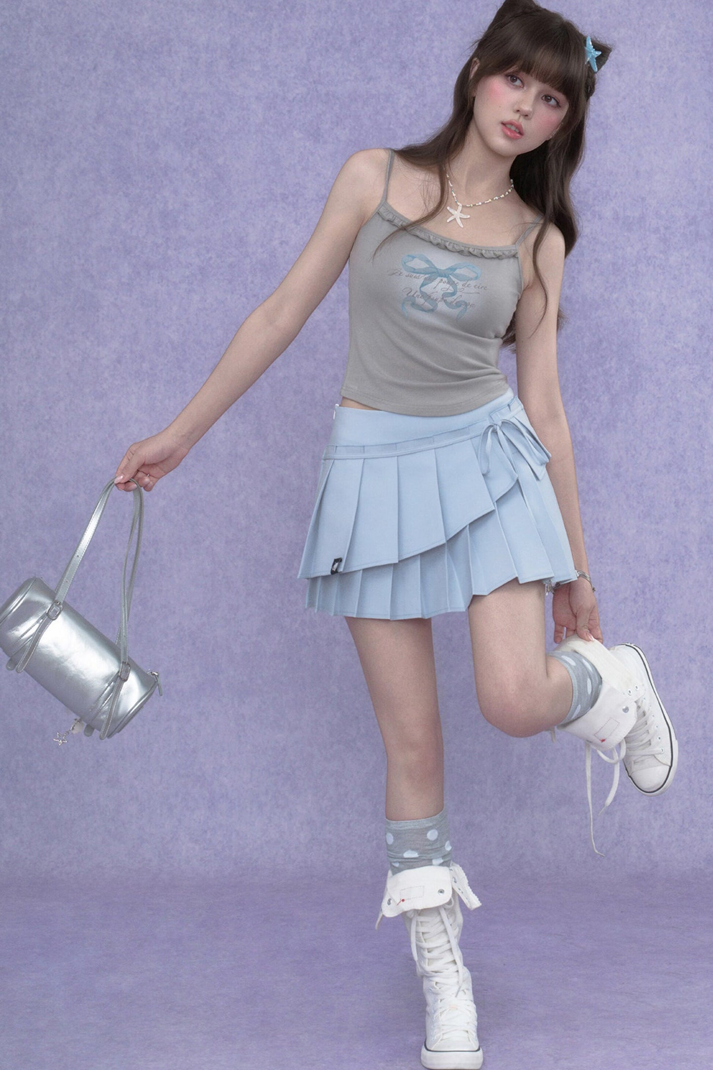 Two-Tone Pleated Skirt set-Up