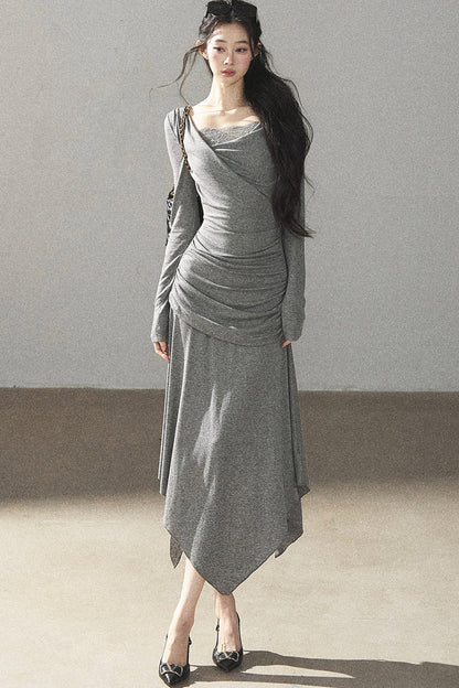 Irregular Knit Lace Dress