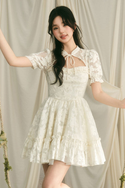 Chinese Style Princess Puff Sleeve Dress