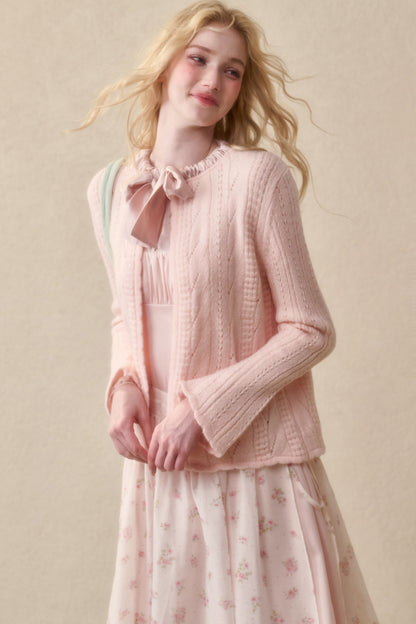 Ribbon Soft Wool Knit Cardigan
