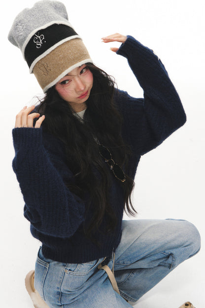 Completo cardigan a maglia a trecce