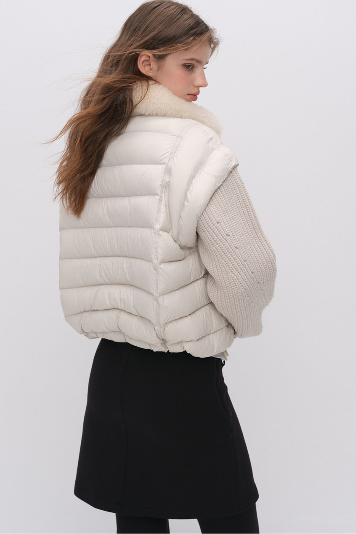 Convertible Detachable Knit Sleeve Down Vest