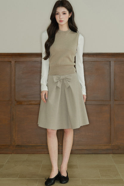 Layered Round Neck Knitted Sweater Vest