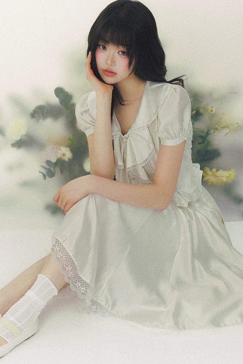 Pure White Tulip Shirt Skirt Set-Up