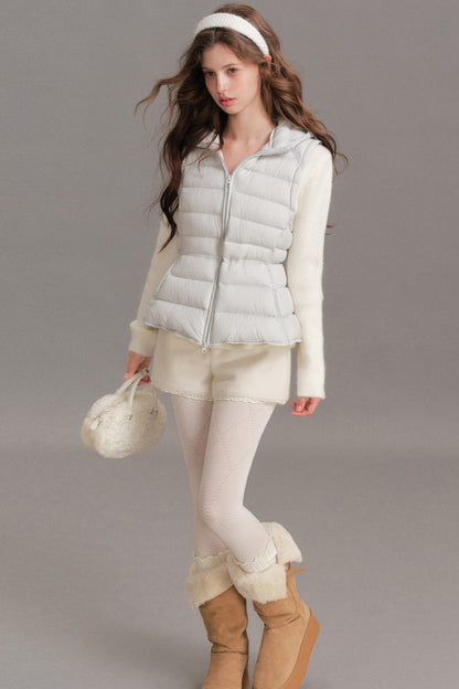 Hooded Ribbed Down Vest