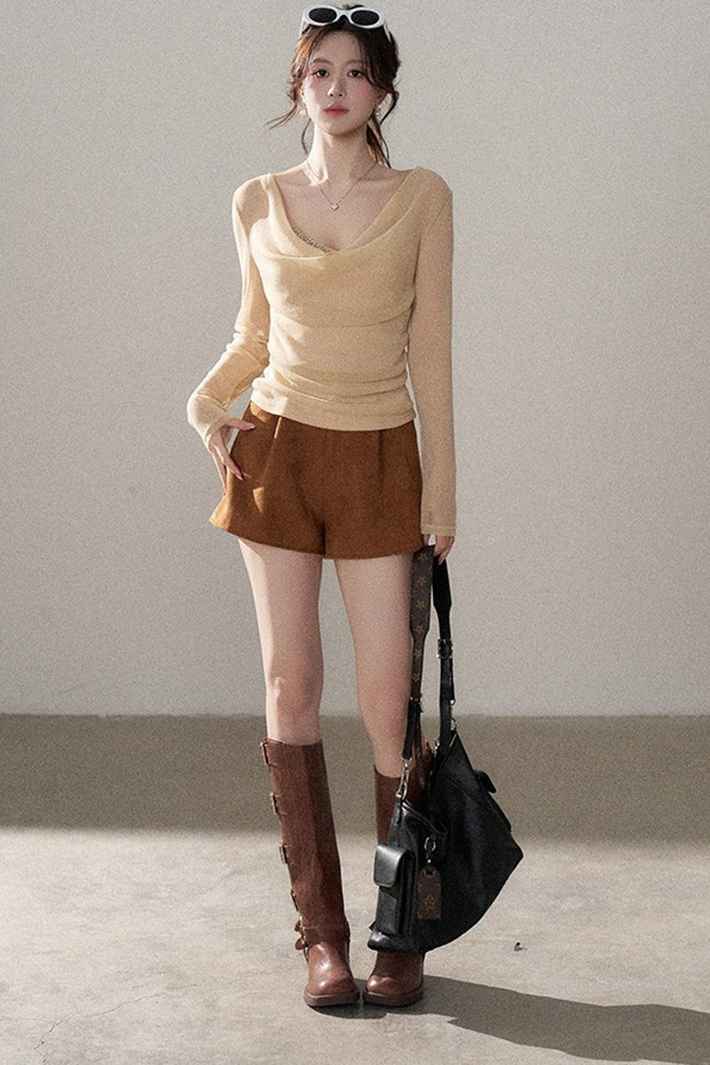 Off-Shoulder Rhinestone Knit Top and Skirt Set-Up