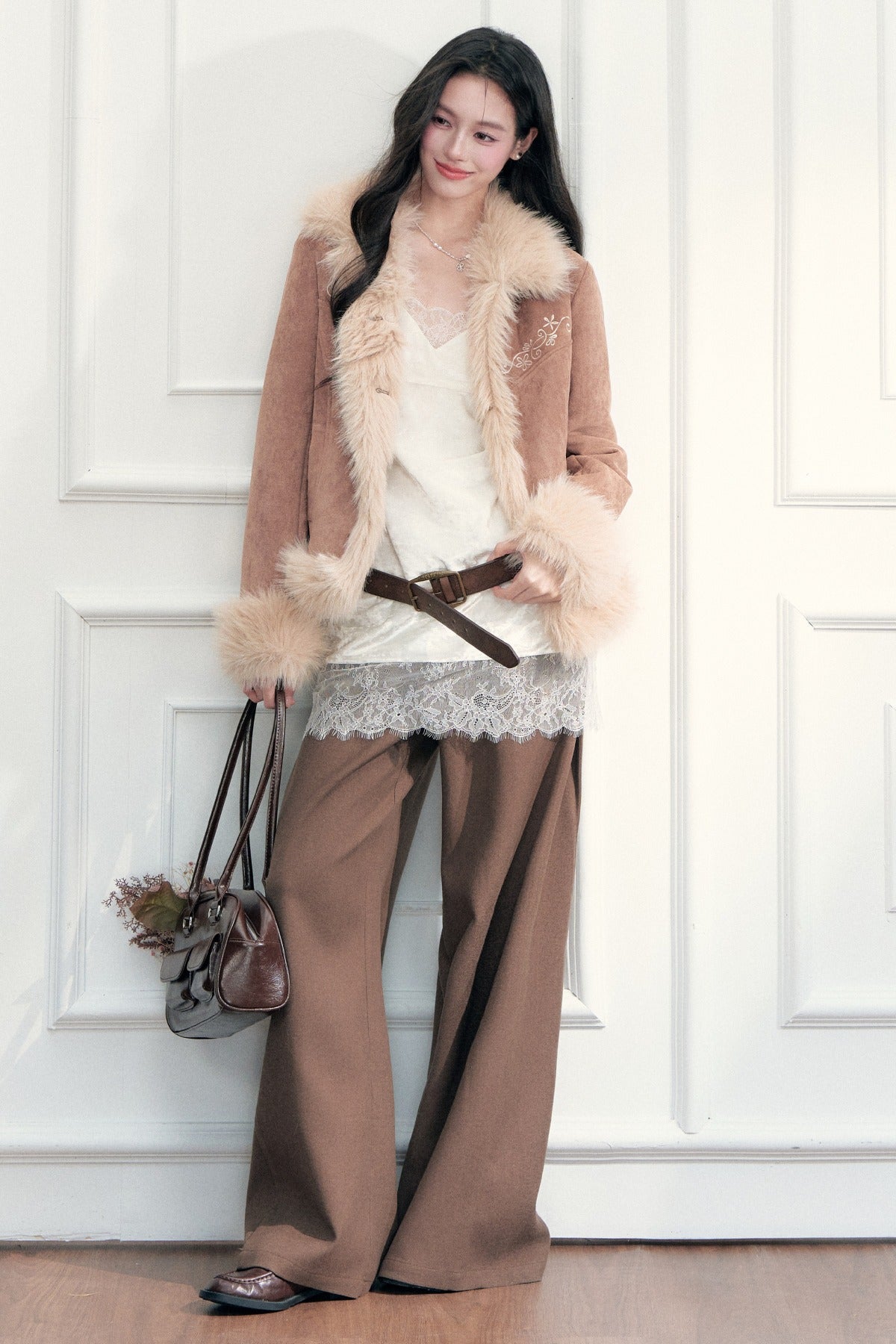 Eyelash Lace Velvet Texture Patchwork Layered Camisole