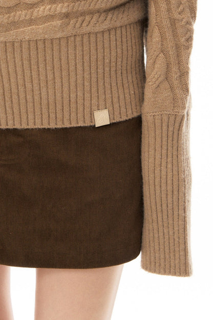 Turtleneck Knit Sweater and Long Skirt Set-Up