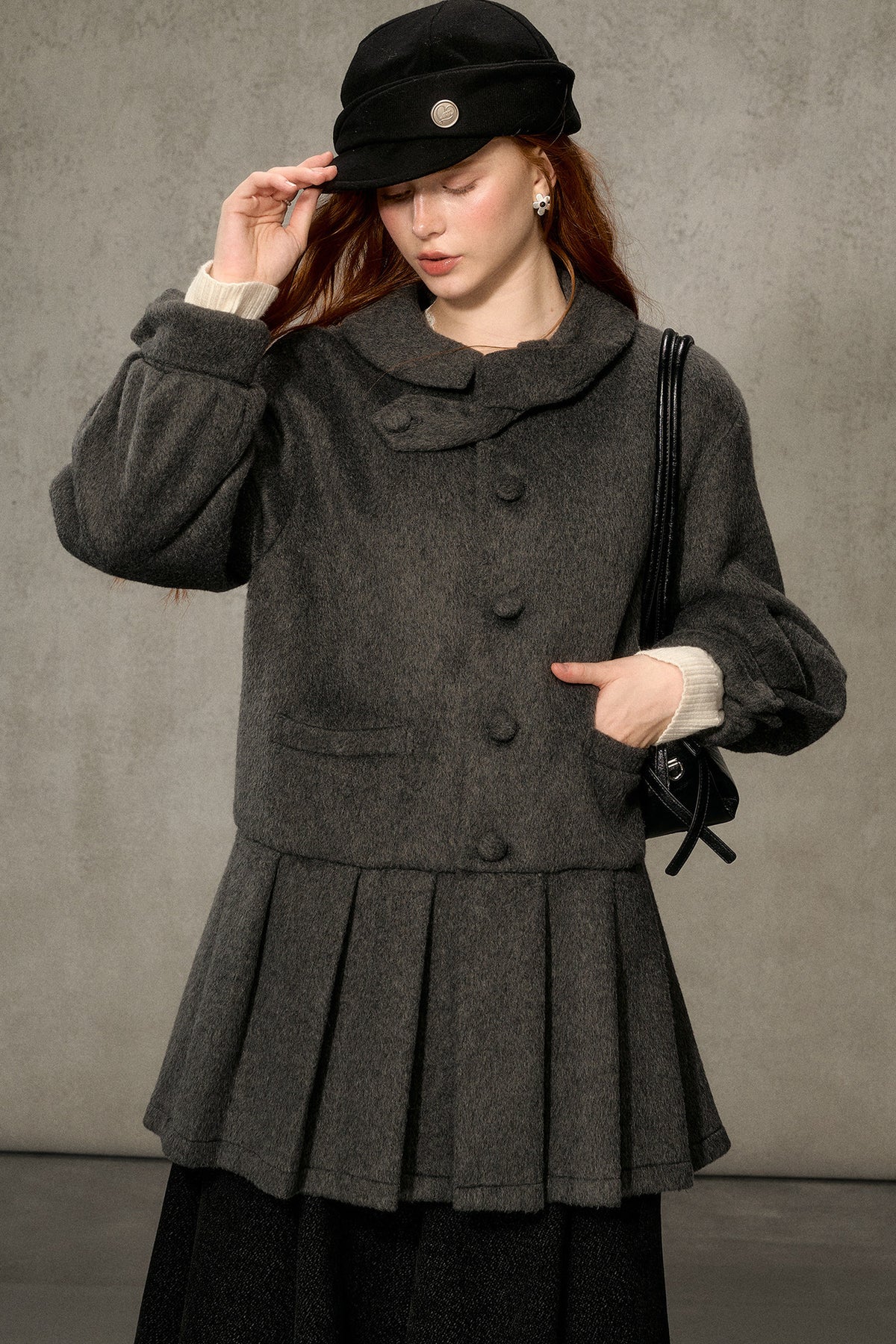 White Tea Letterhead Wool Blend Coat