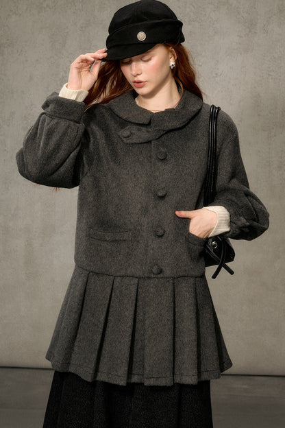 White Tea Letterhead Wool Blend Coat