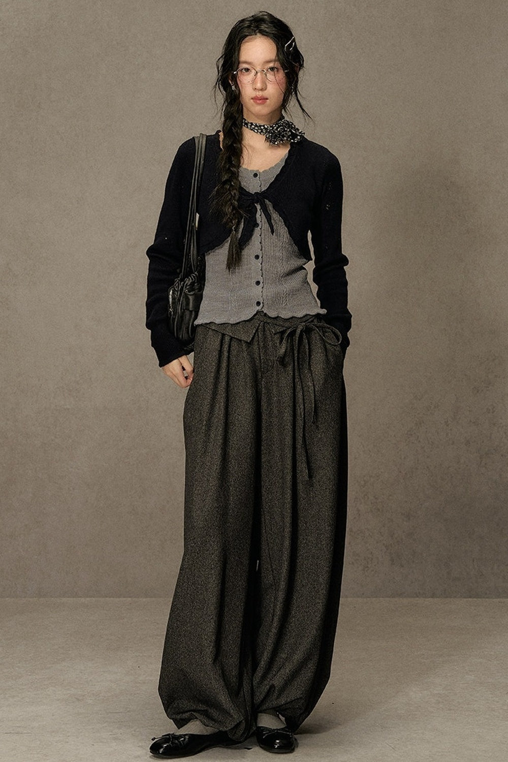 Short V-Neck Knit Cardigan