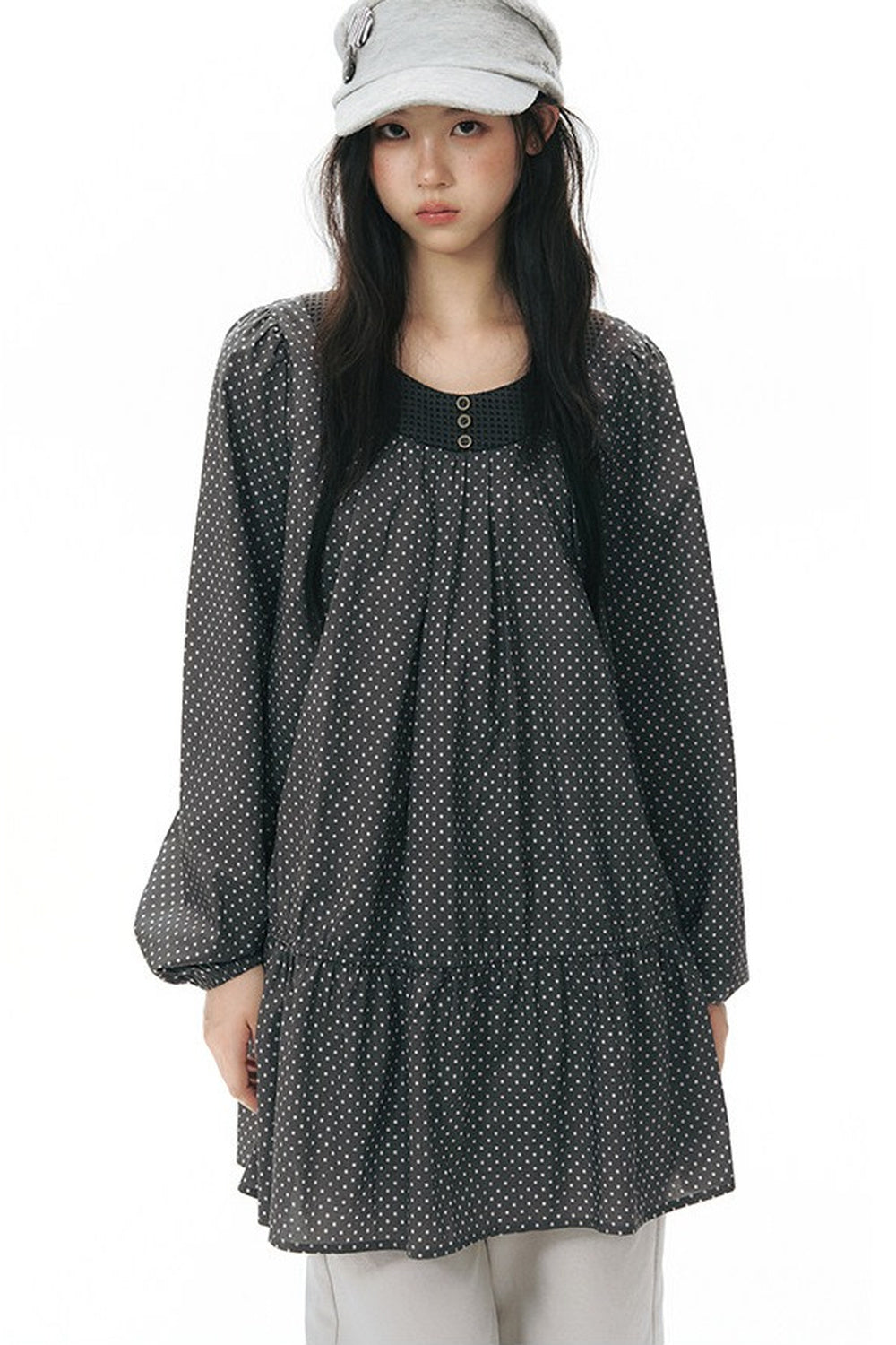 Retro Star Long-Sleeved Shirt Dress