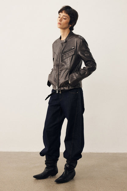 Blackcurrant Slim Leather Jacket