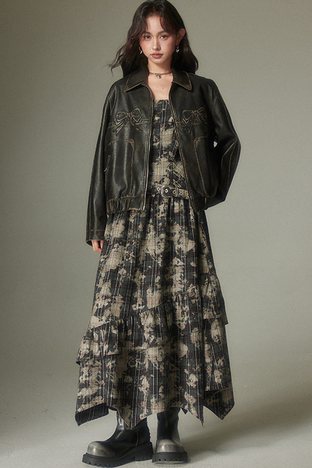 Retro Plaid Adjustable Dress