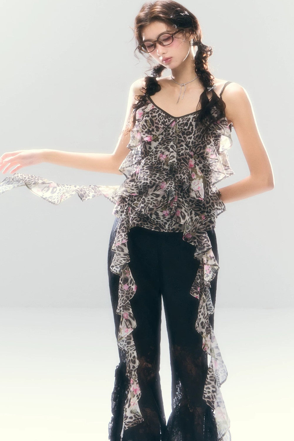 Leopard Print Irregular Chiffon Vest