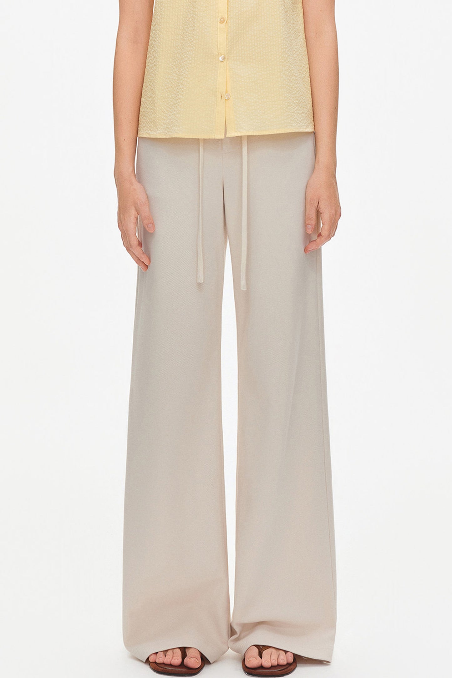 Drawstring Wide-Leg Trousers