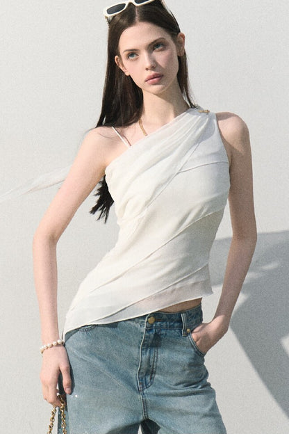Asymmetrical Shoulder-Cut Tank Top