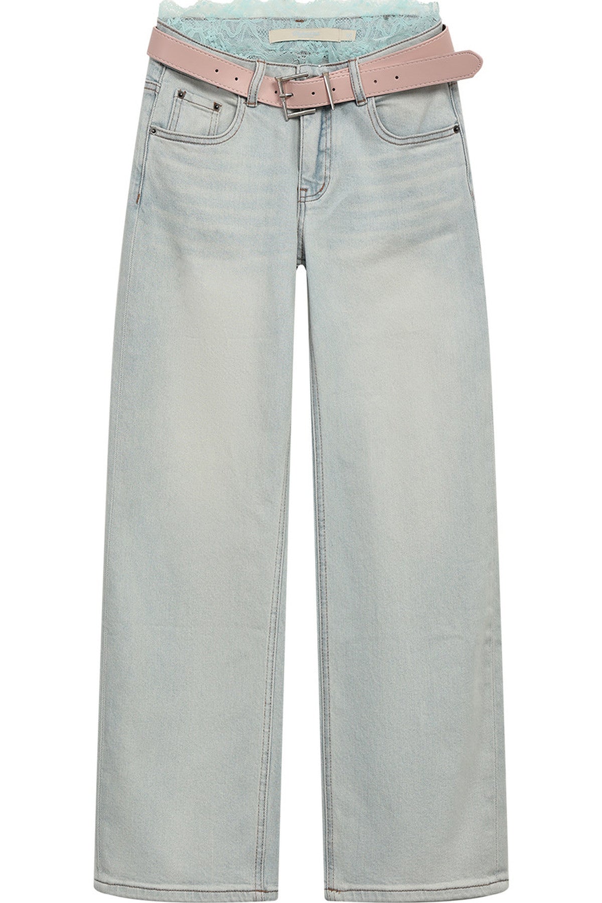 Low-Waist Lace Trim Jeans
