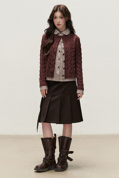 Plaid Layered-Look Knit Top