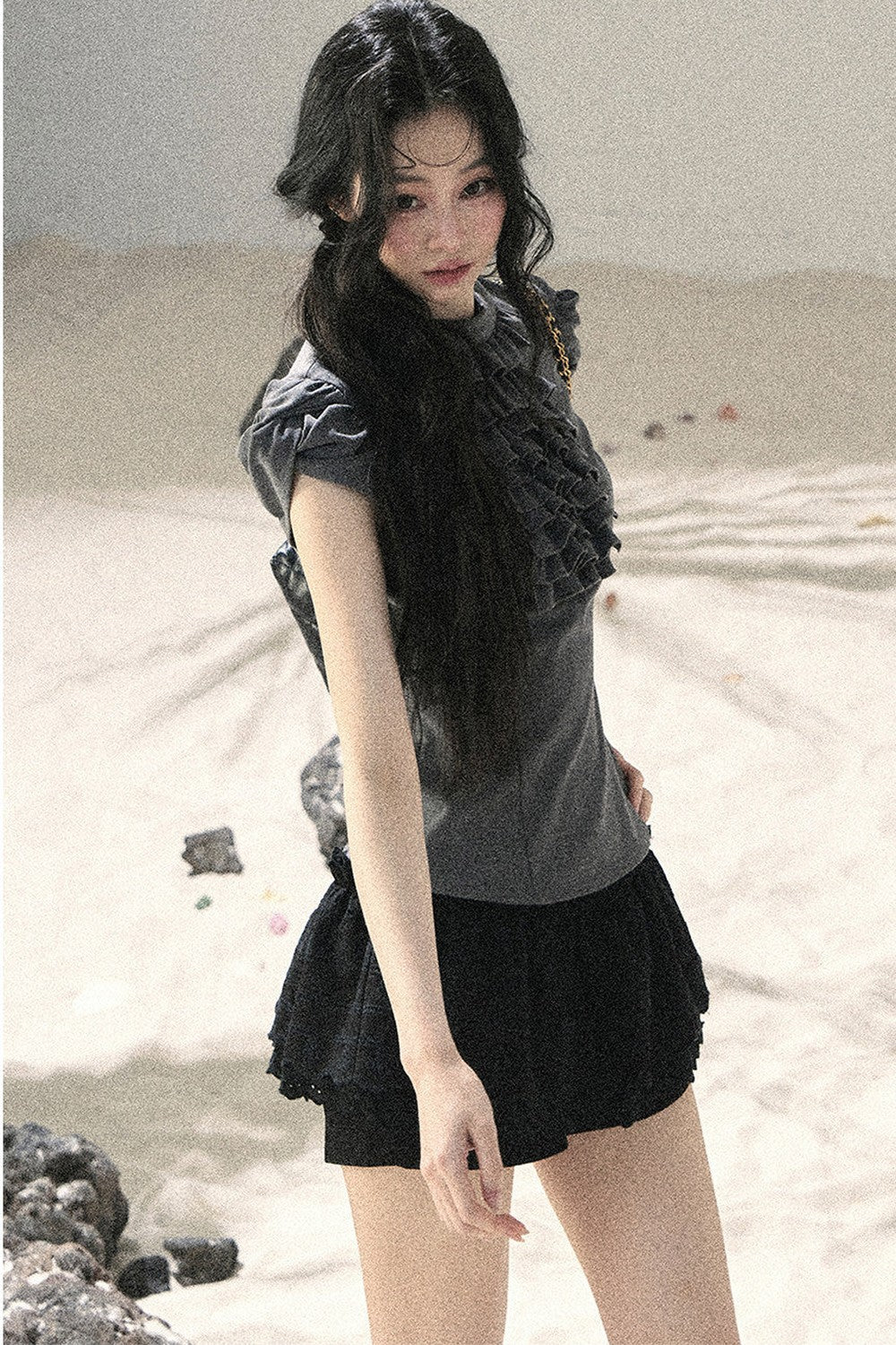 French Ruffle Puff Sleeve Top