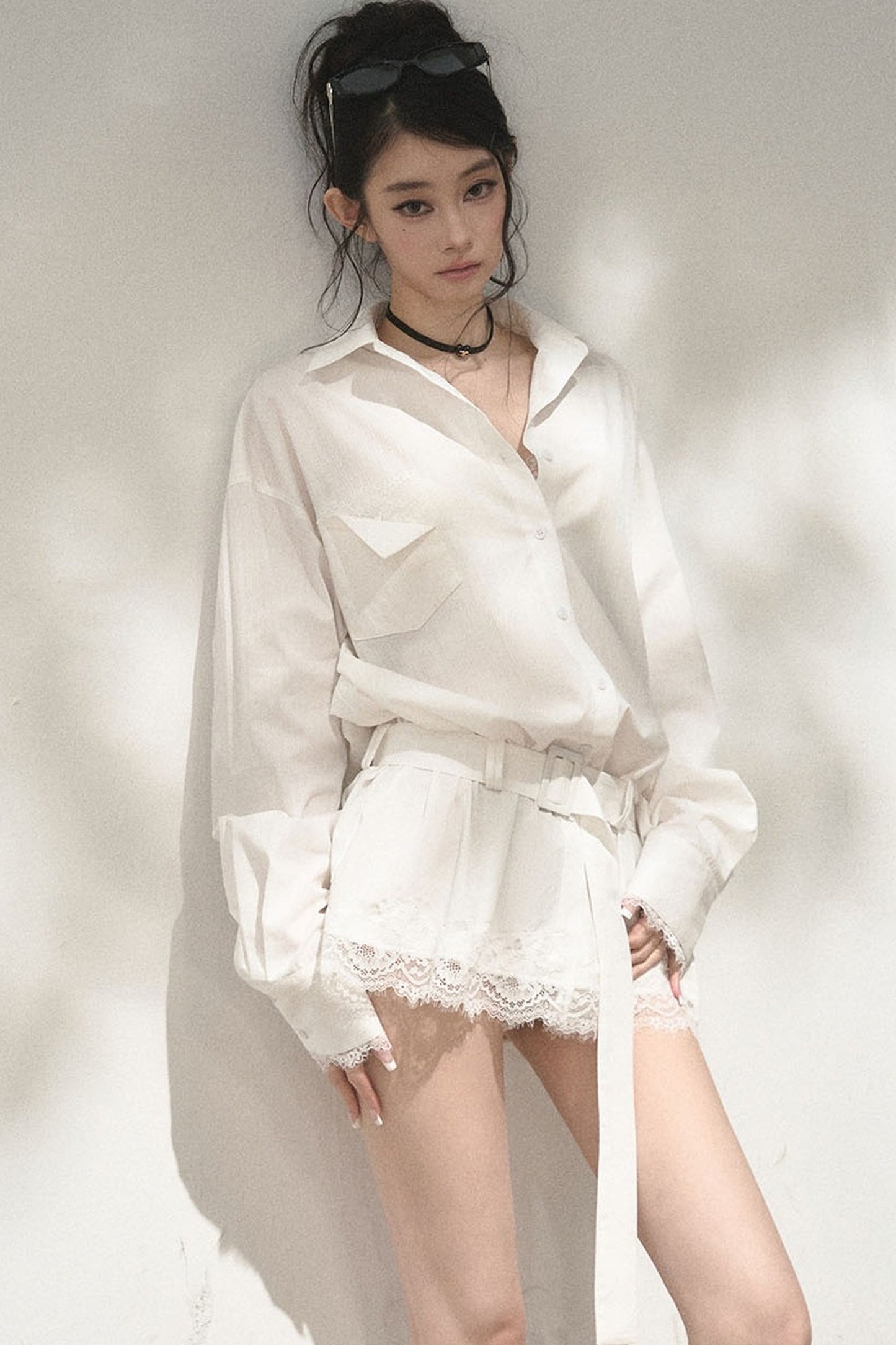 Eyelash Lace Shirt Dress