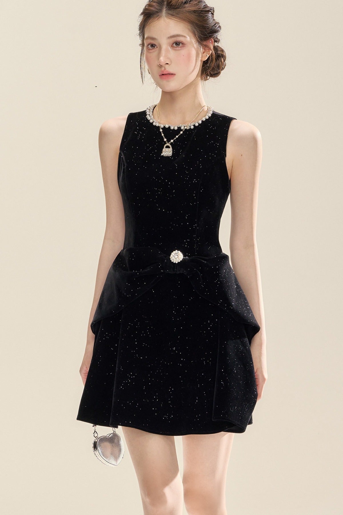 Velvet Nocturne Bow Dress Set-Up