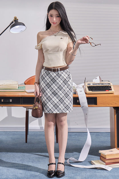 Daffodils Off-Shoulder Plaid Set-Up