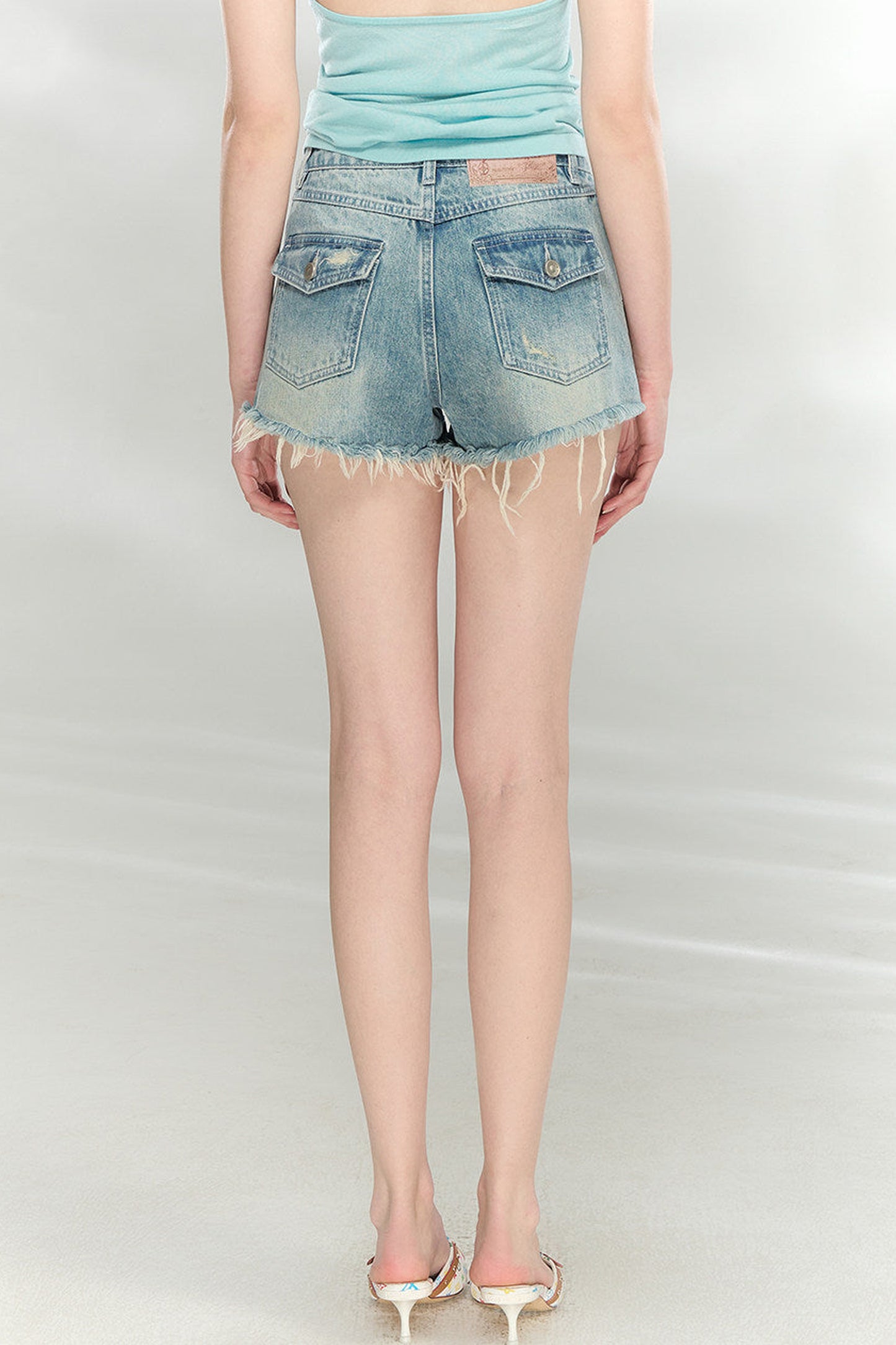 Distressed Rhinestone Denim Shorts