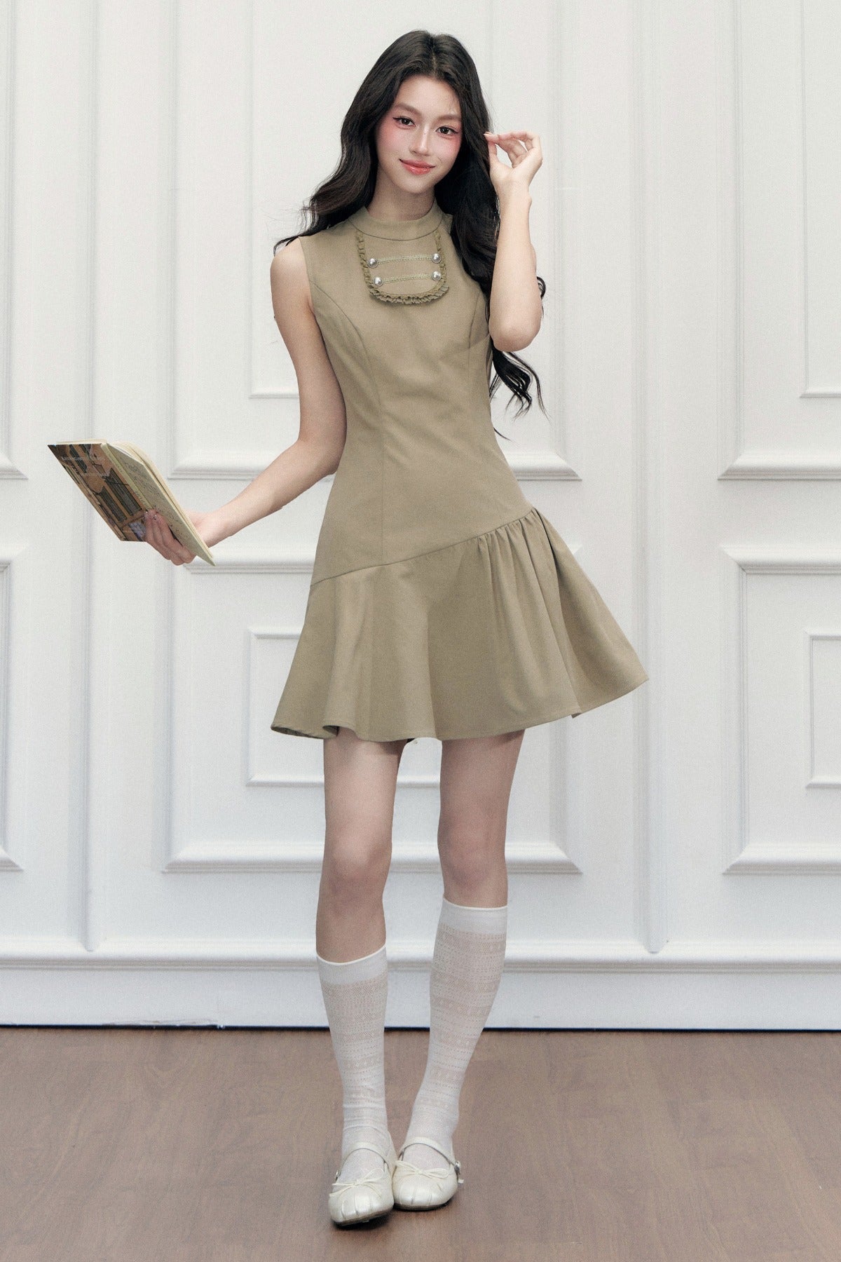 Retro Metal Double-Breasted Napoleon Jacket and Dress Set-Up