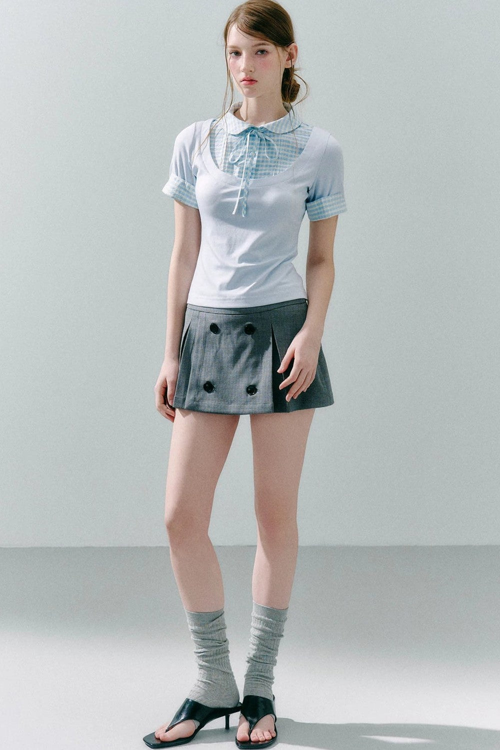 Haut preppy en modal patchwork