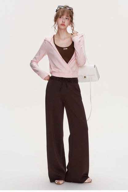 T-shirt a righe a maniche lunghe con scollo a V incrociato