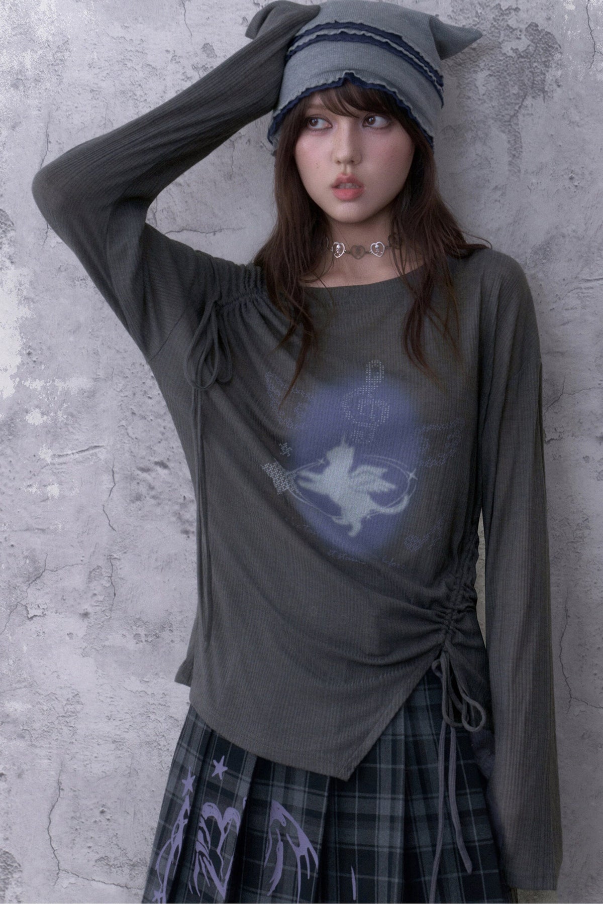 Gray Unicorn Drawstring T-Shirt