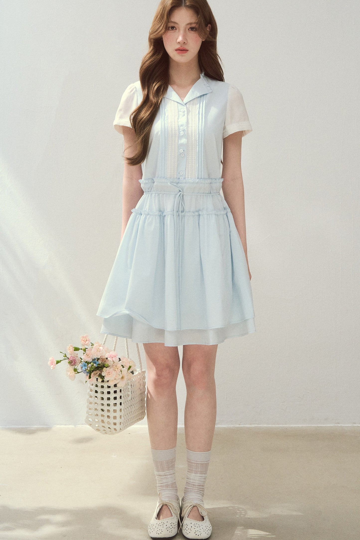 Sea Salt Blue Lyocell Shirt Dress