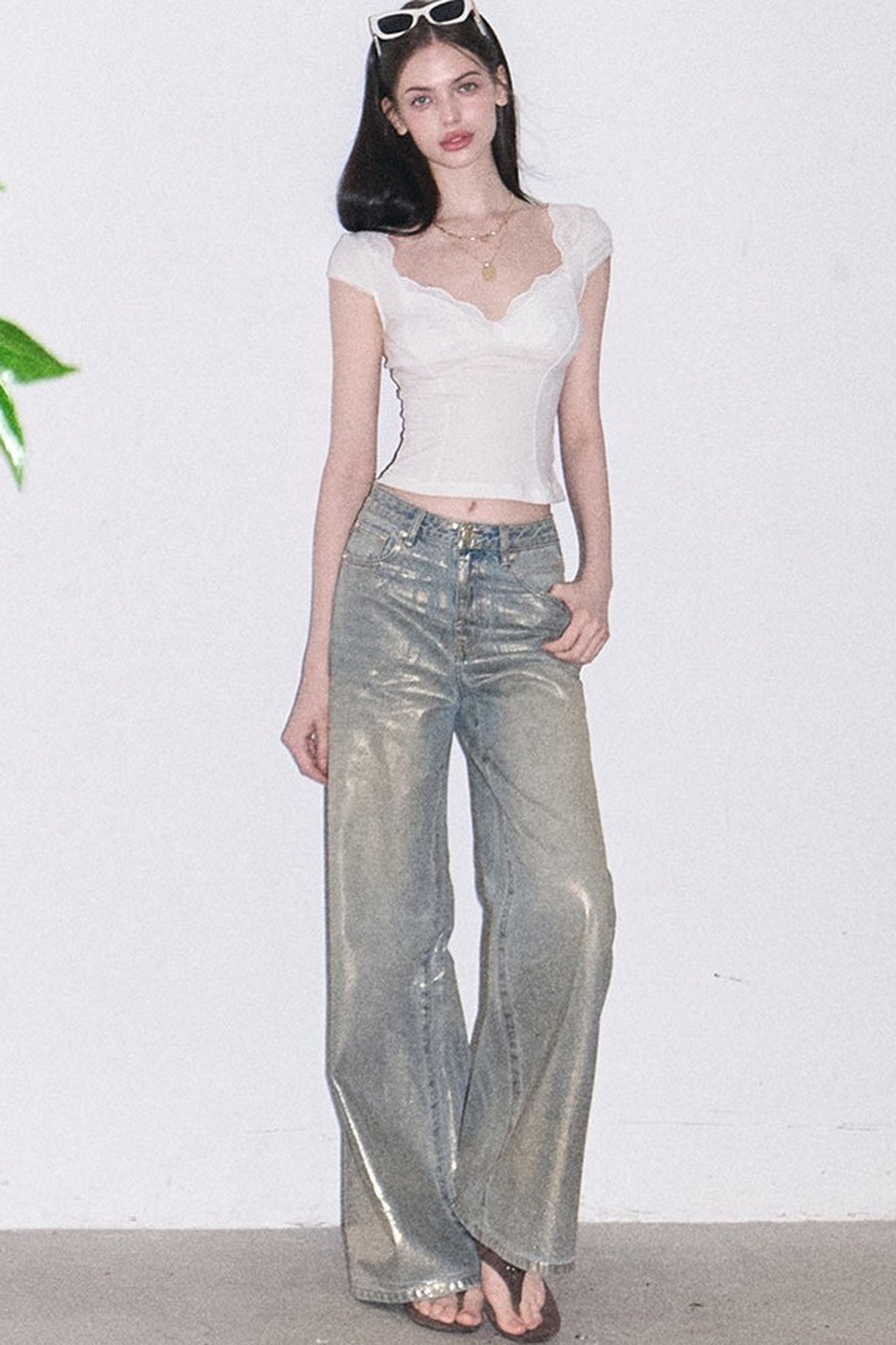 Retro Gradient Cotton Jeans