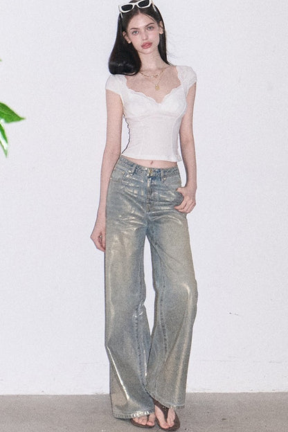 Retro Gradient Cotton Jeans