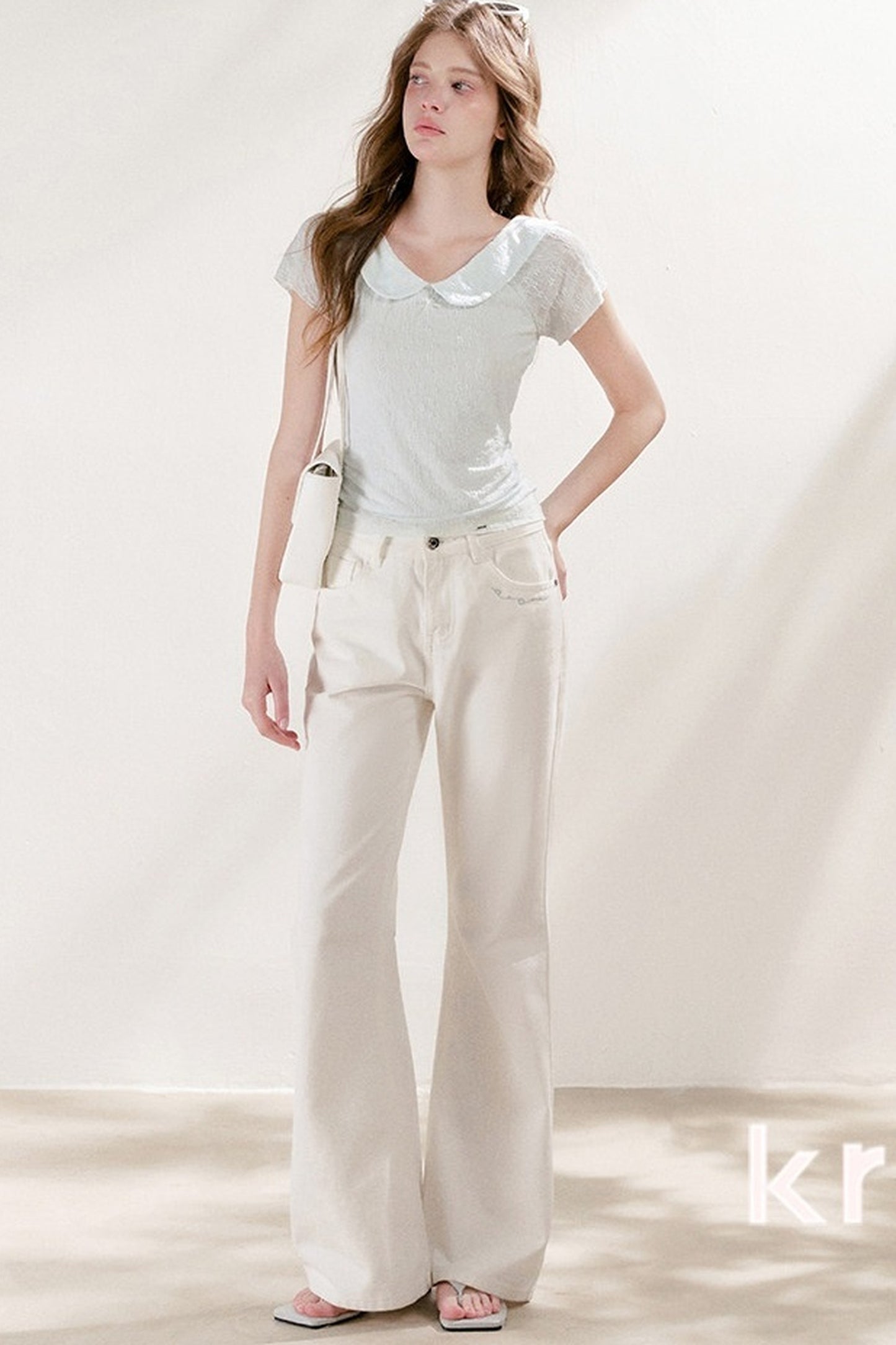 French Petal Collar Bow Short-Sleeved T-Shirt