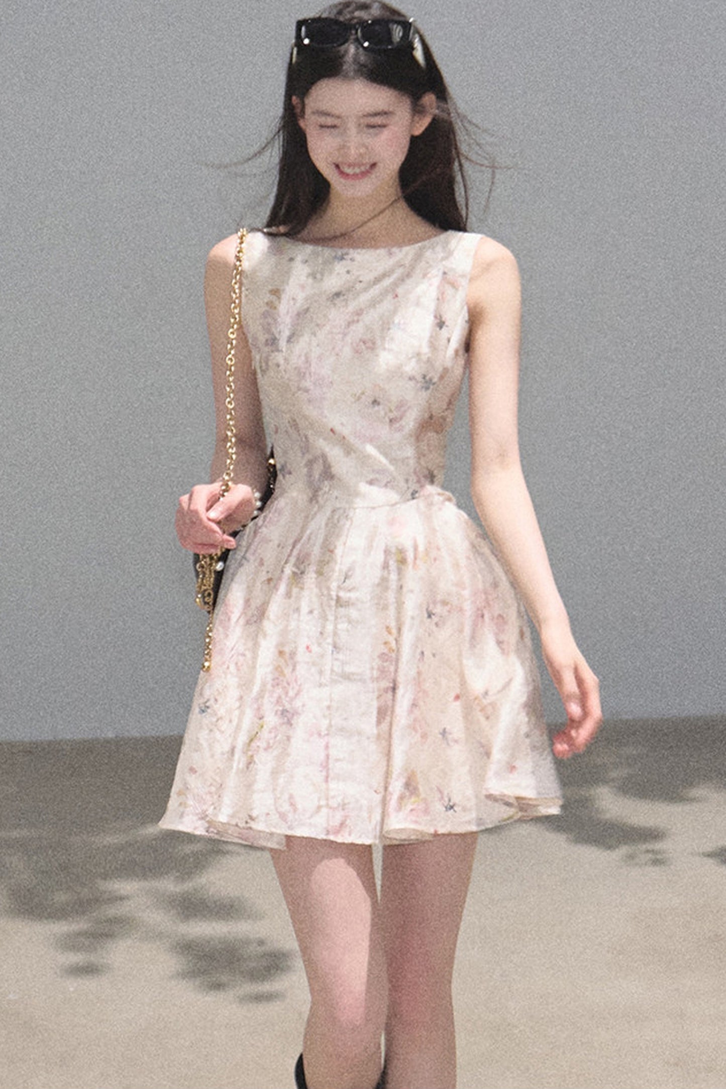 Pink Mist Linen Floral Dress