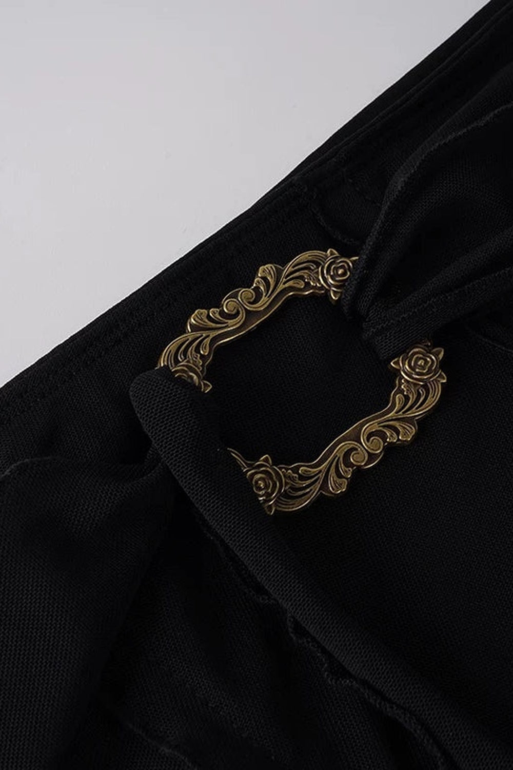 Black Metal Ring Tie Irregular Layered Tulle Skirt