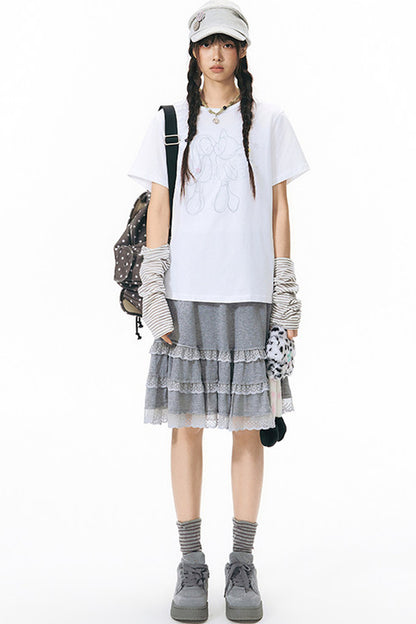 Kiss Print Short Sleeve Blouse