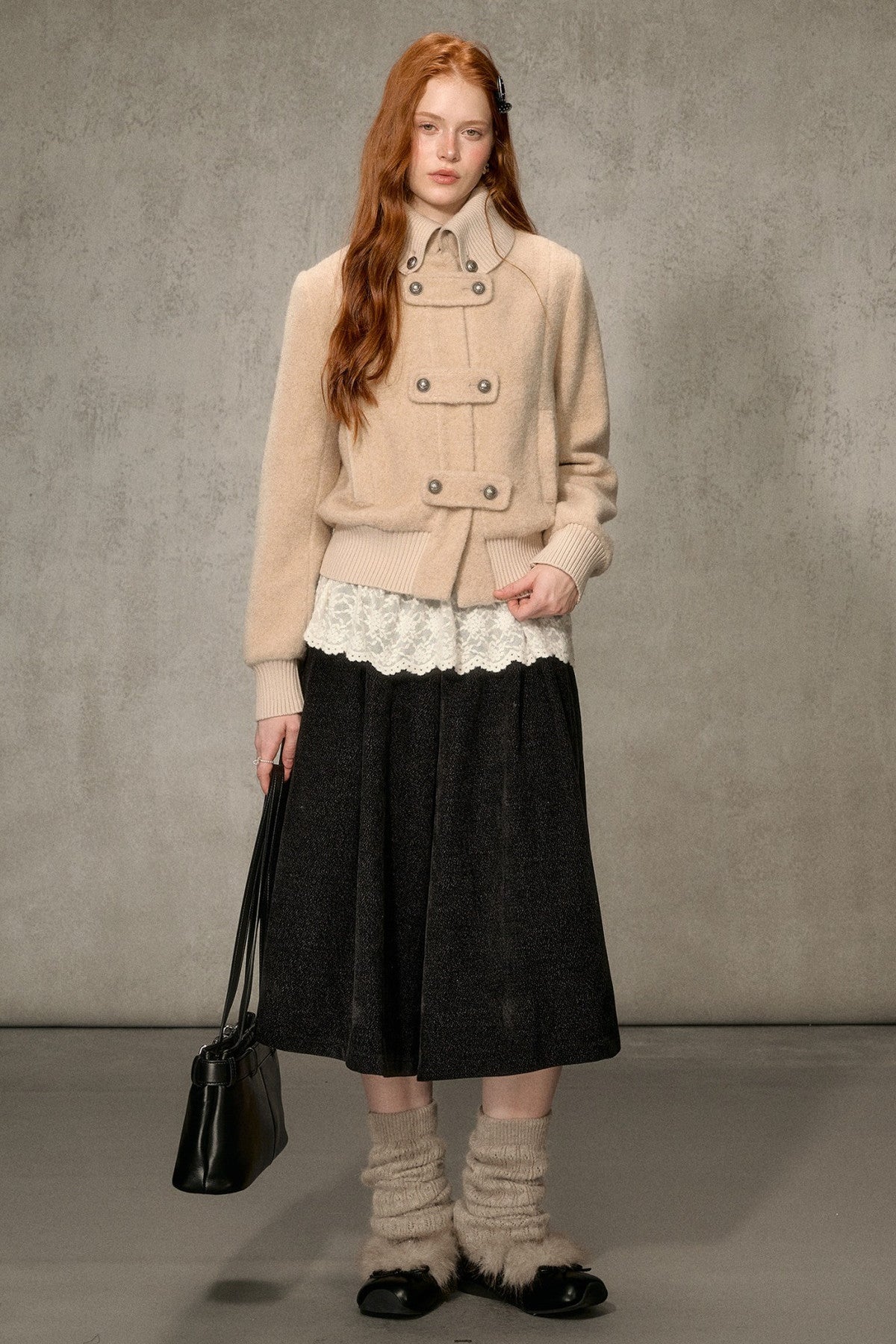 High-Neck Layered-Look Jacket