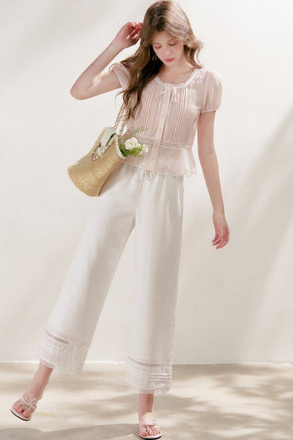 Lyocell Linen Lace Blouse