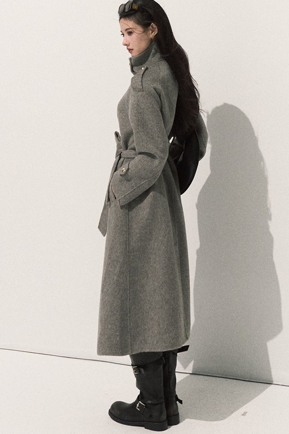 Cappotto in pura lana con cintura