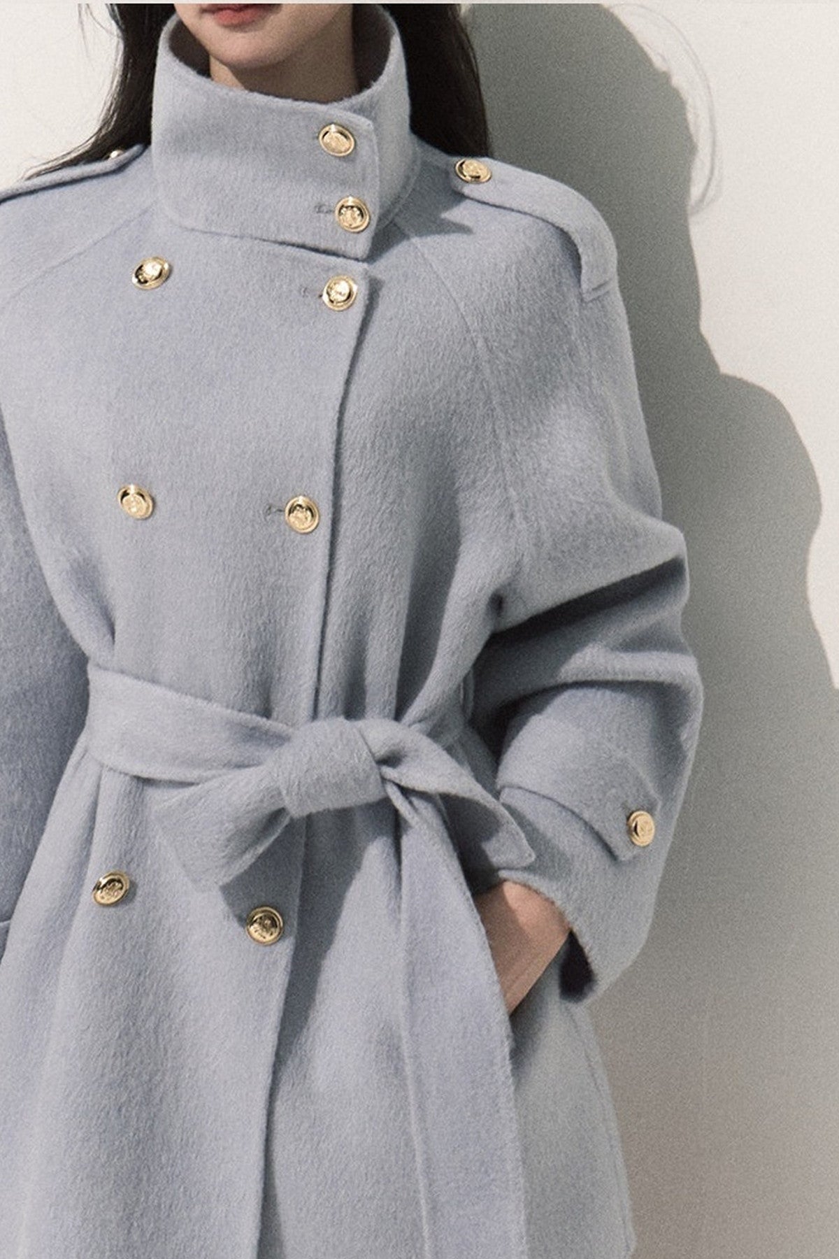 Cappotto in pura lana con cintura