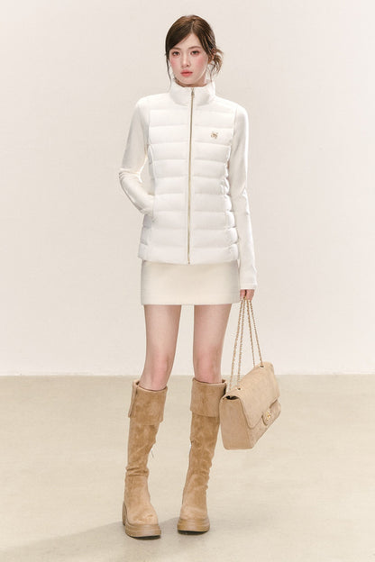 White Duck Down Long Sleeve Gilet Jacket