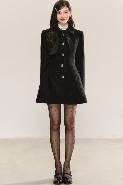 Black Bow-Tie Tweed Dress