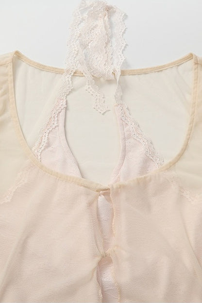 Lace Halter Layered-Look Blouse