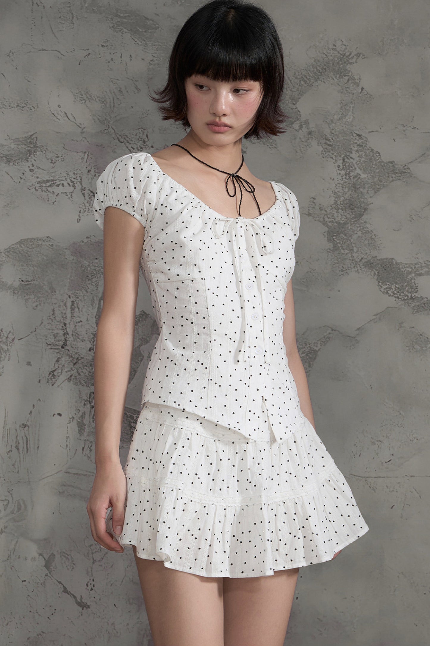 Star Print Shirt and Skirt Set-Up