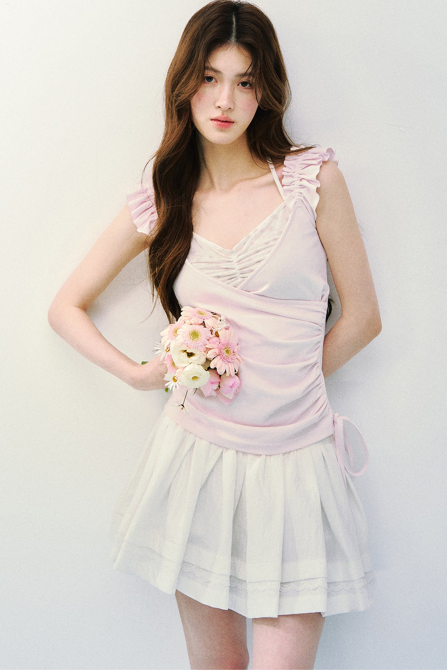 Flutter Sleeve Spliced T-Shirt